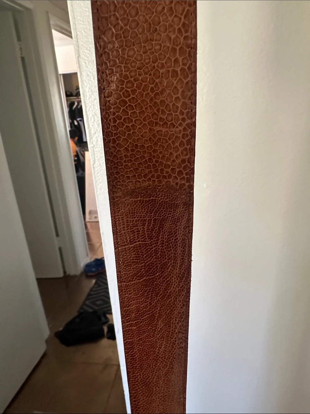 MEXICANA Brown Textured Leather Belt with Oval Buckle size 36